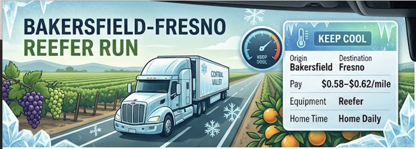Bakersfield, CA to Fresno, CA route